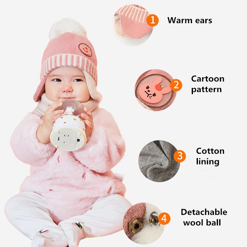 Tai Cho Bé Có Mũ Khăn Bộ Sơ Sinh Và Trẻ Em Mùa Đông Bò Ấm Mũ Bộ Mũ Mềm Bé Gái Bé Trai Bonnet Mùa Đông trẻ Sơ Sinh Mũ Ấm Áp Bộ