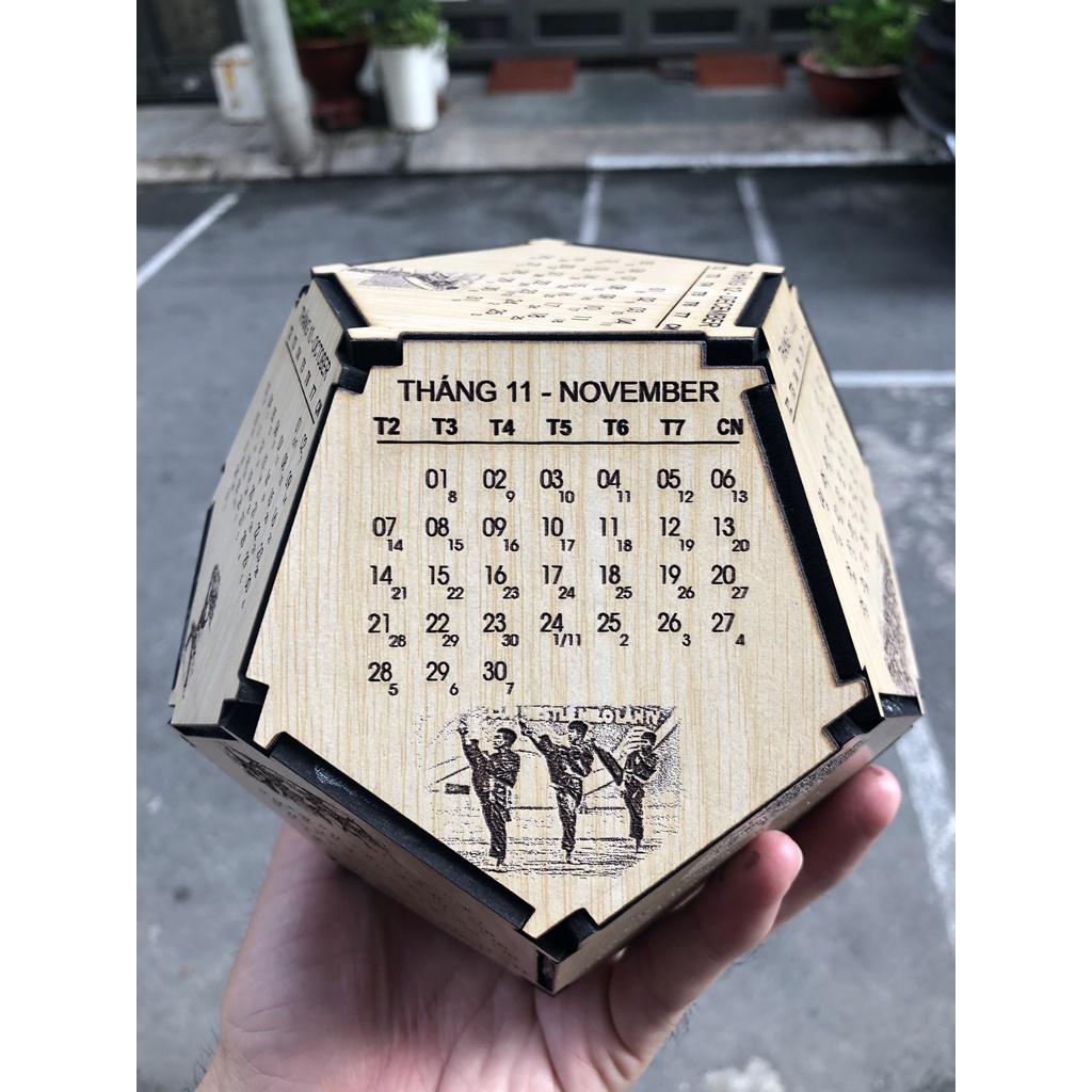 Lịch Ngũ Giác 12 tháng 2022 - đường kính 15 cm - Khắc tên + hình Ảnh