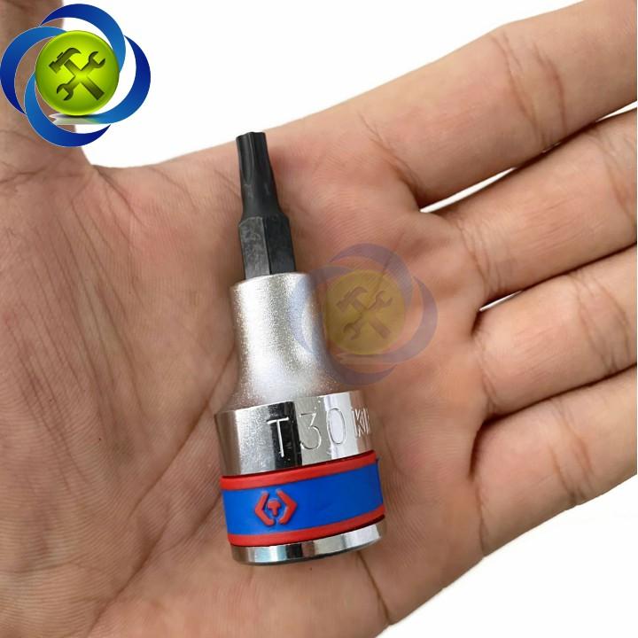 Đầu tuýp sao T30 1/2 Kingtony 402330 dài 60mm trắng đen