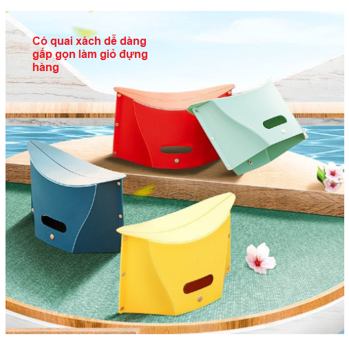 Ghế Nhựa Gấp Gọn Chịu Lực Đến 70Kg Có Quai Làm Giỏ Xách Đựng Hàng Tiện Lợi GD754-GheTXach