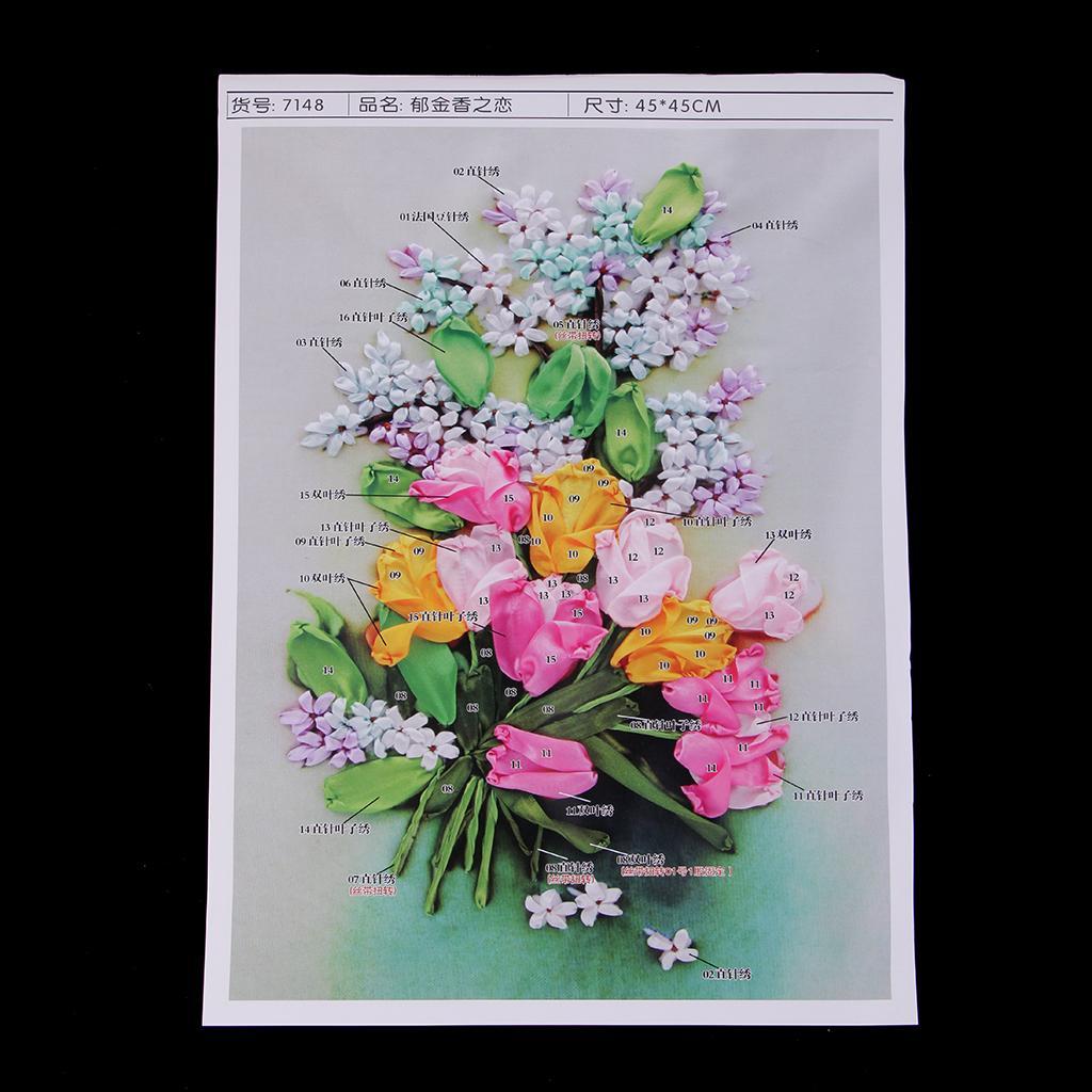 Ribbon Embroidery Kits DIY Painting Kit Stamped Cross Stitch Gifts