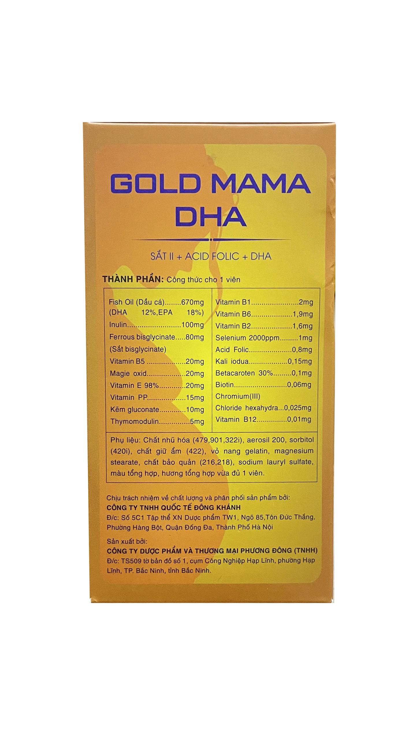 Viên Uống Bổ Sung Sắt Canxi Vitamin Cho Phụ Nữ Mang Thai Gold Mama DHA