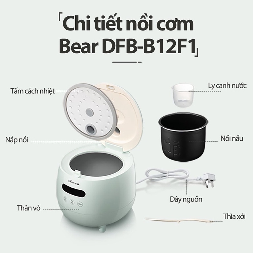 Nồi Cơm điện mini Bear DFB-B12F1 1.2L - Hàng chính hãng