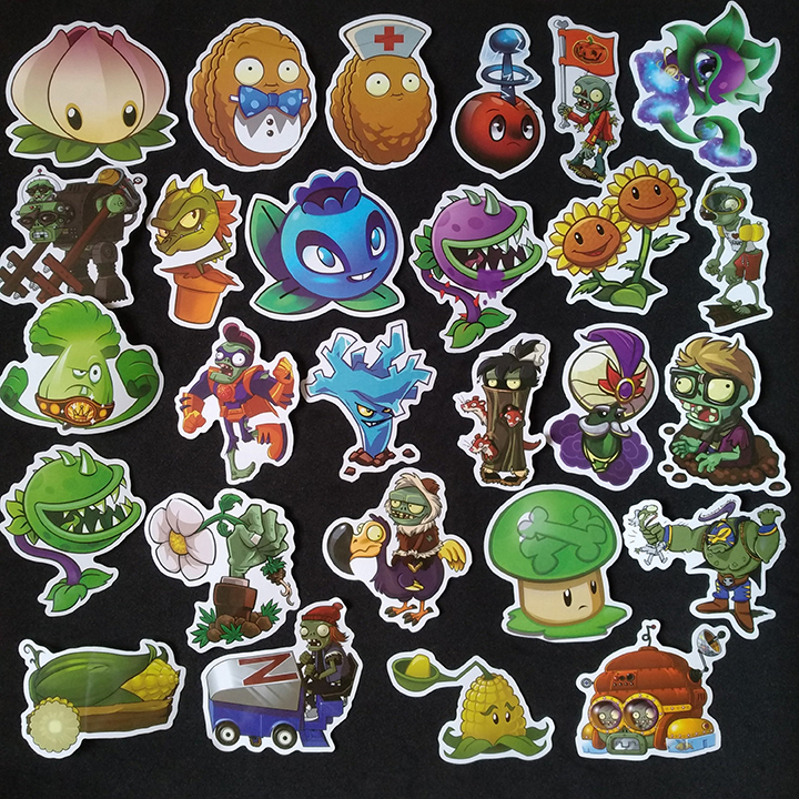 Bộ Sticker dán cao cấp chủ đề PLANTS VS ZOMBIES - Dùng dán Xe, dán mũ bảo hiểm, dán Laptop...