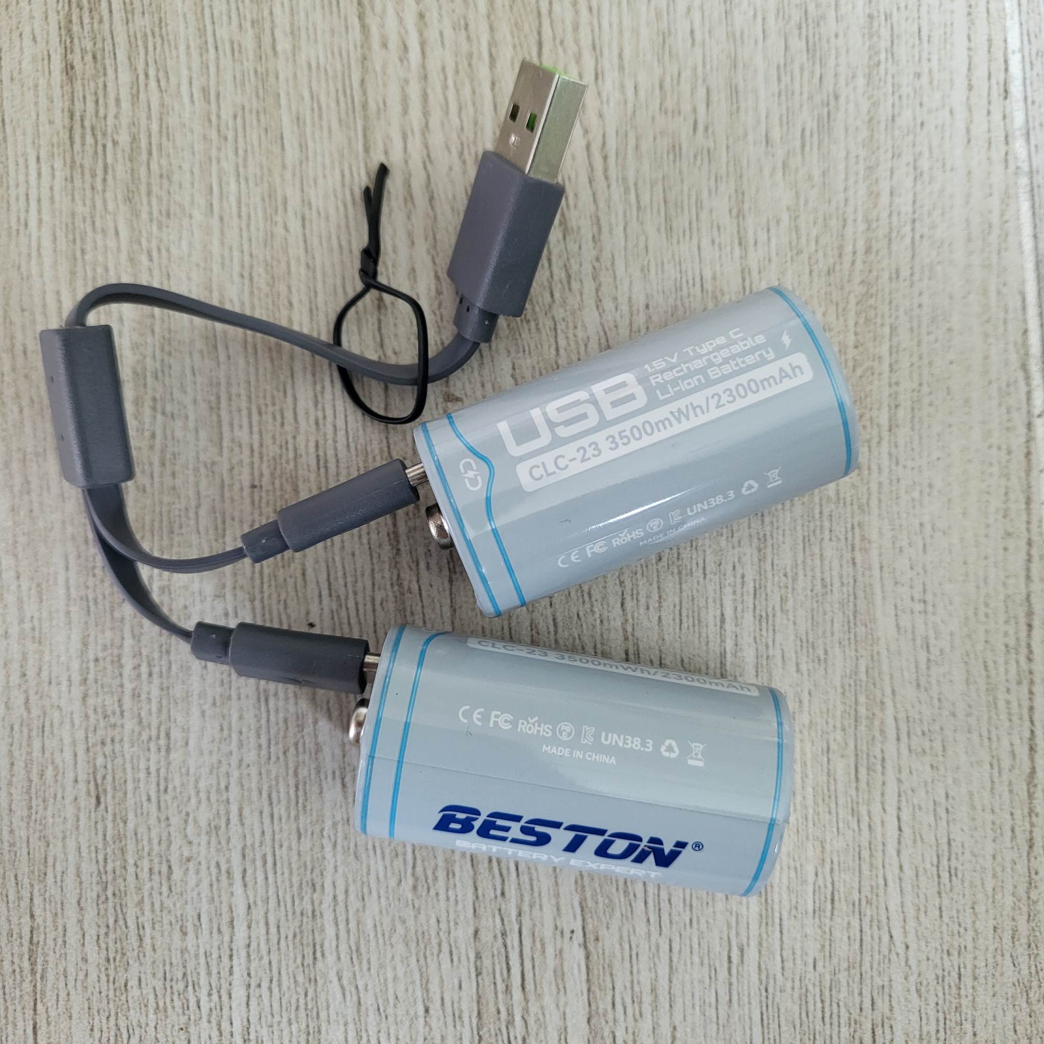 Pin sạc cỡ C BESTON chuẩn 1.5V 3500mWh - pin trung sạc trực tiếp bằng dây USB type C - hộp 2 viên kèm cáp - hàng nhập khẩu