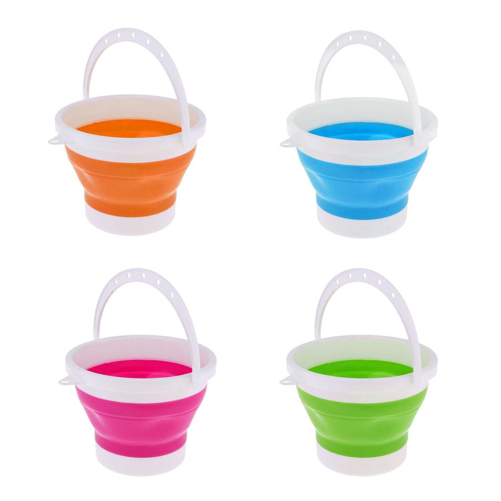 Folding Collapsible Silicone Water Bucket Outdoor Basin S Orange