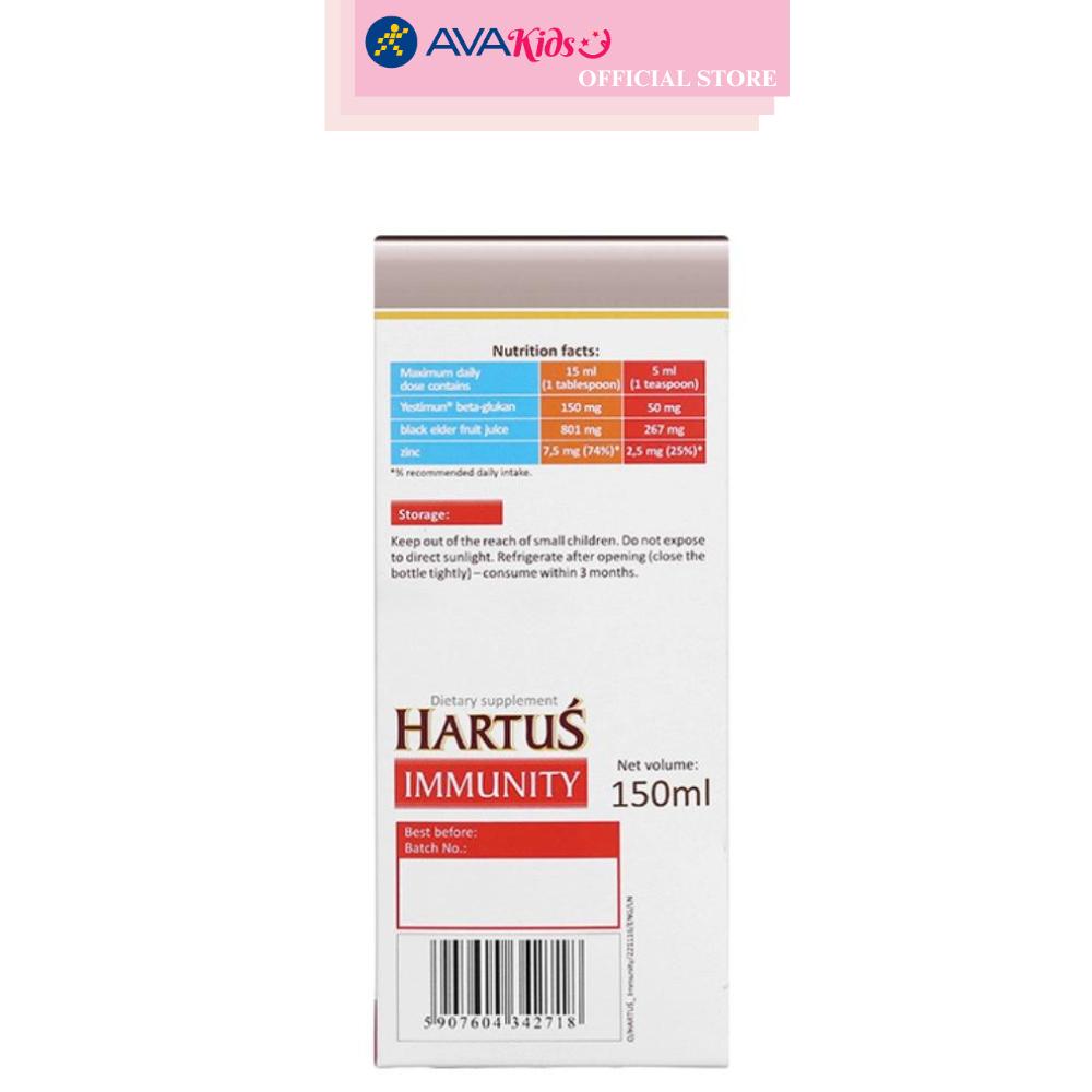 Siro Hartus Immunity hỗ trợ tăng đề kháng 150 ml (từ 4 tháng)