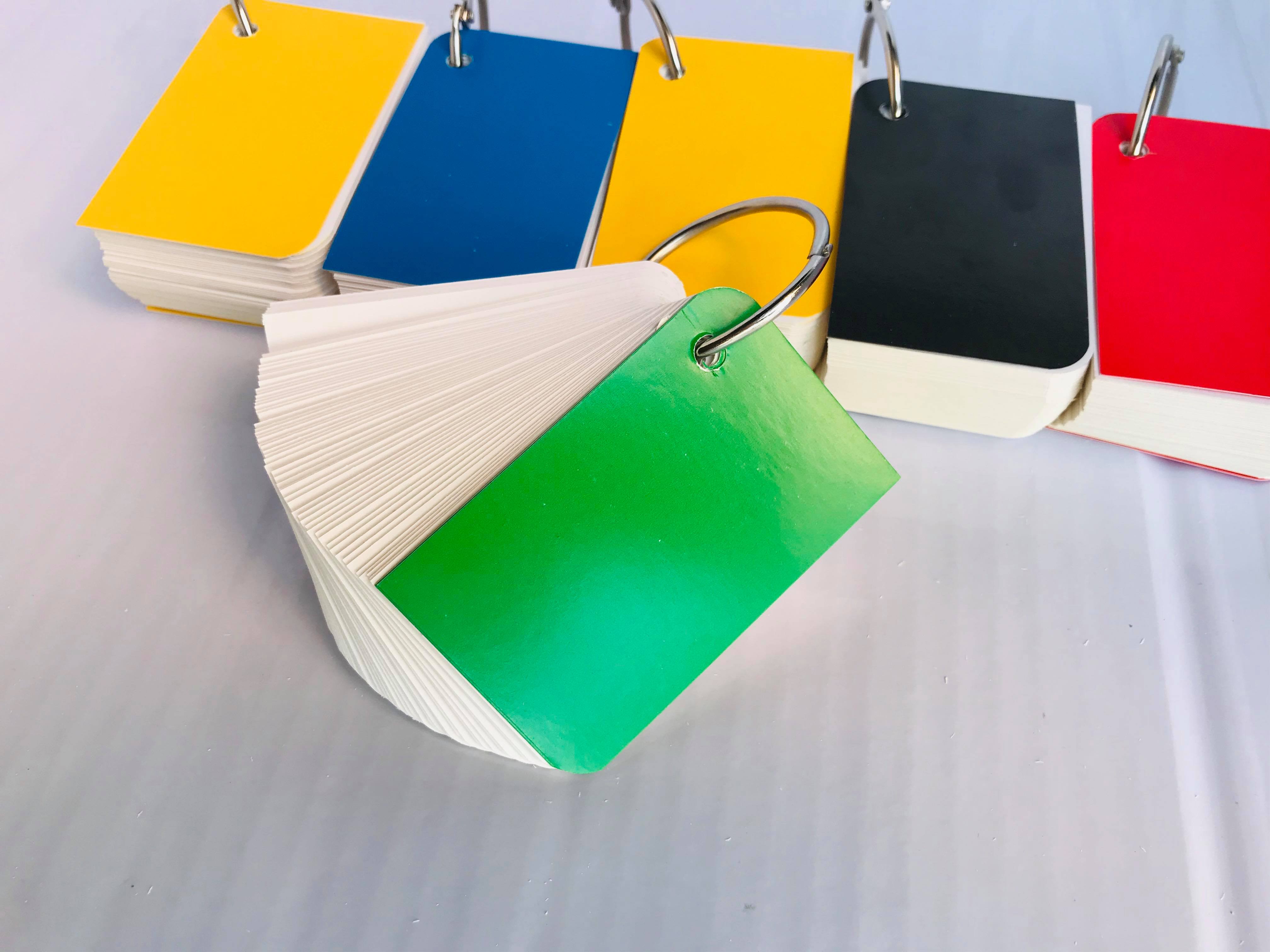 COMBO 2 tập flashcard trắng chiếc lá siêu dễ thương. Flashcard thẻ học từ vựng tiếng anh nhật hàn trung cao cấp | Bộ thẻ học tiếng nước ngoài tặng kèm khoen