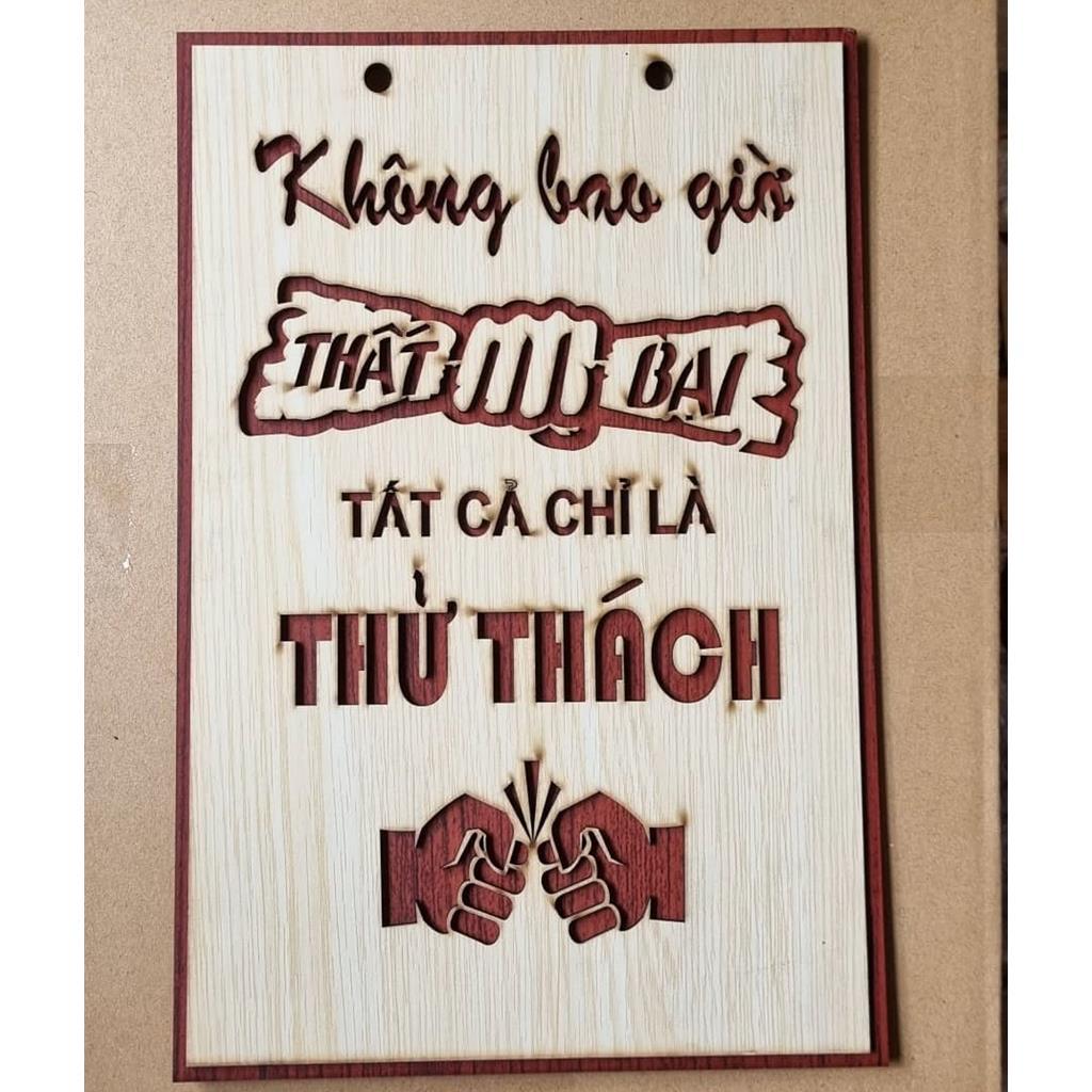 Tranh treo tường phòng khách phòng ngủ châm ngôn sống, tranh gỗ decor vintage slogan tạo động lực