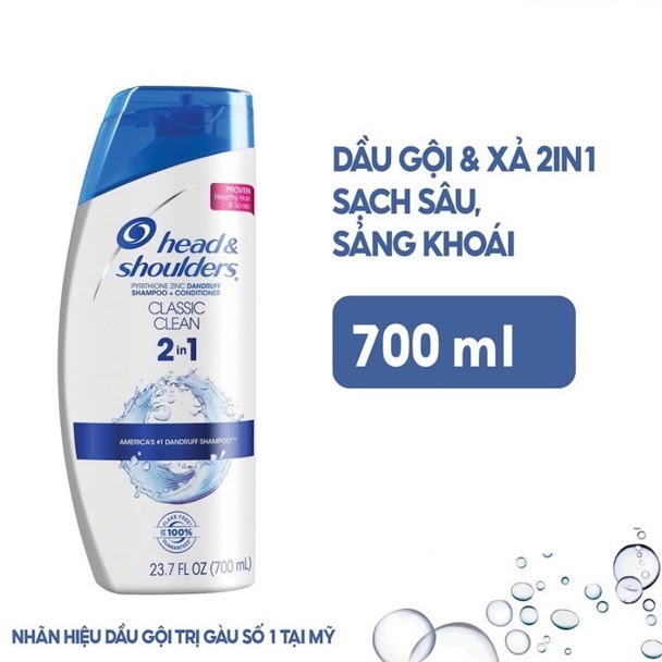 Dầu Gội Và Xả Head and Shoulders Classic Clean 2in1 700ml