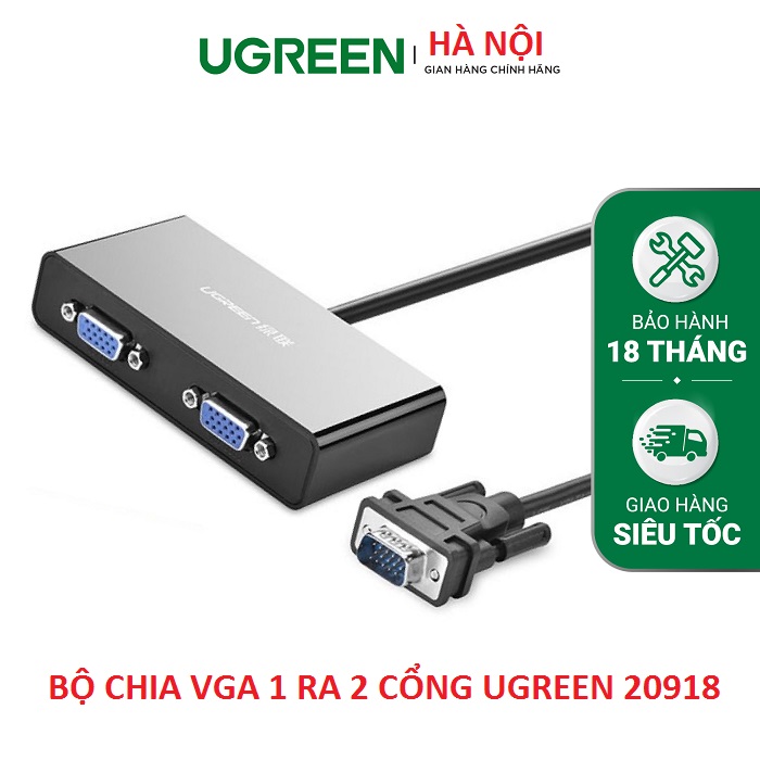 Cáp chia VGA 1 ra 2 chính hãng Ugreen 20918 cao cấp (cáp dài 1m) hàng chính hãng