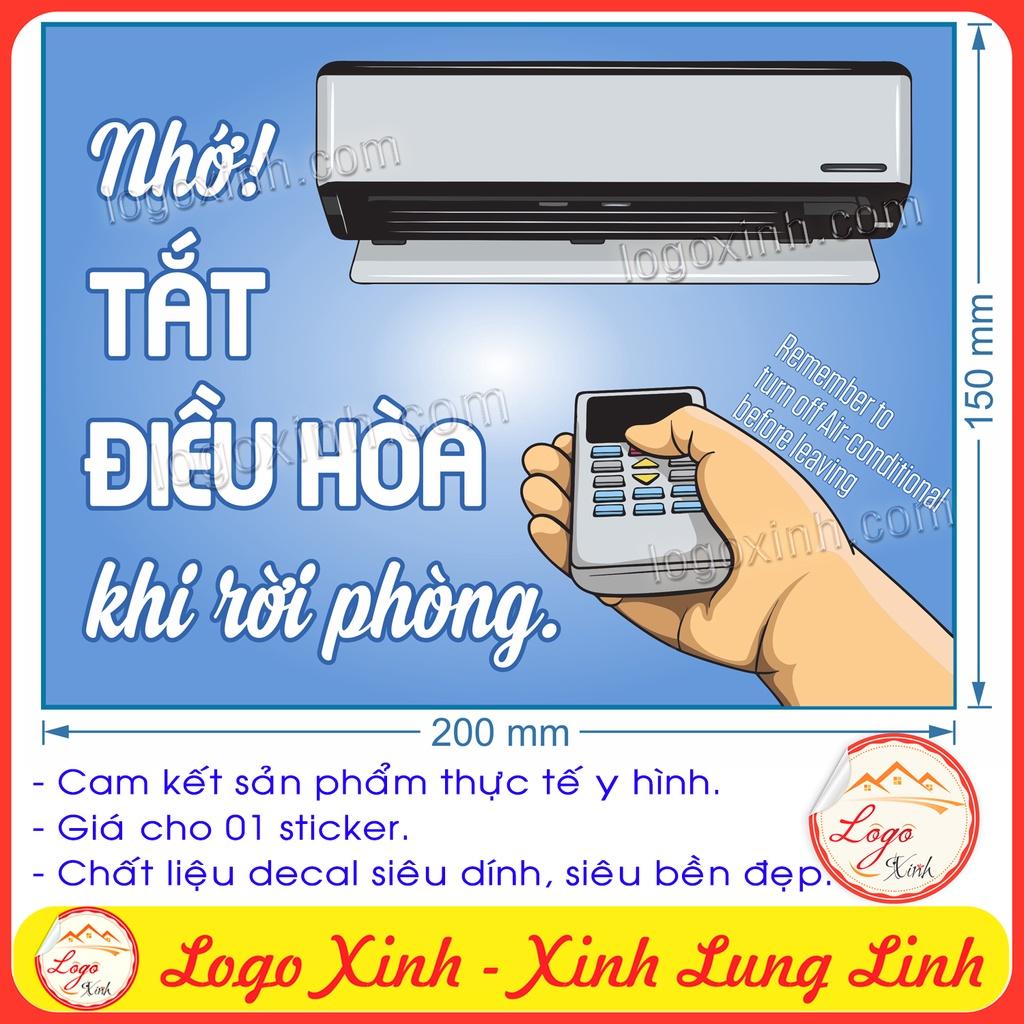 Logo Tem Sticker Nhắc Nhở Nhớ Tắt Điều Hòa, Máy Lạnh Trước Khi Rời Khỏi Phòng Để Tiết Kiệm Điện, Decal Dán Có Keo Sẵn
