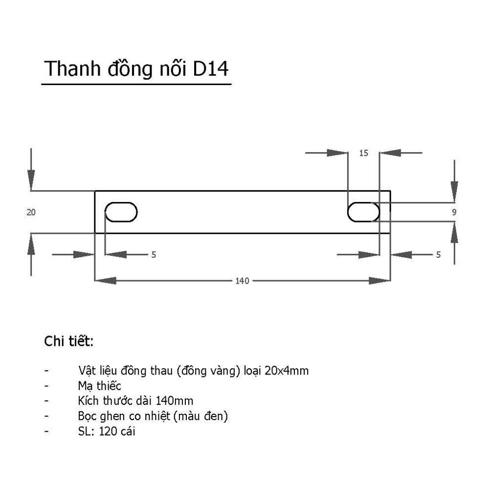 Thanh đồng nối bình ắc quy - Dùng cho bình <100Ah