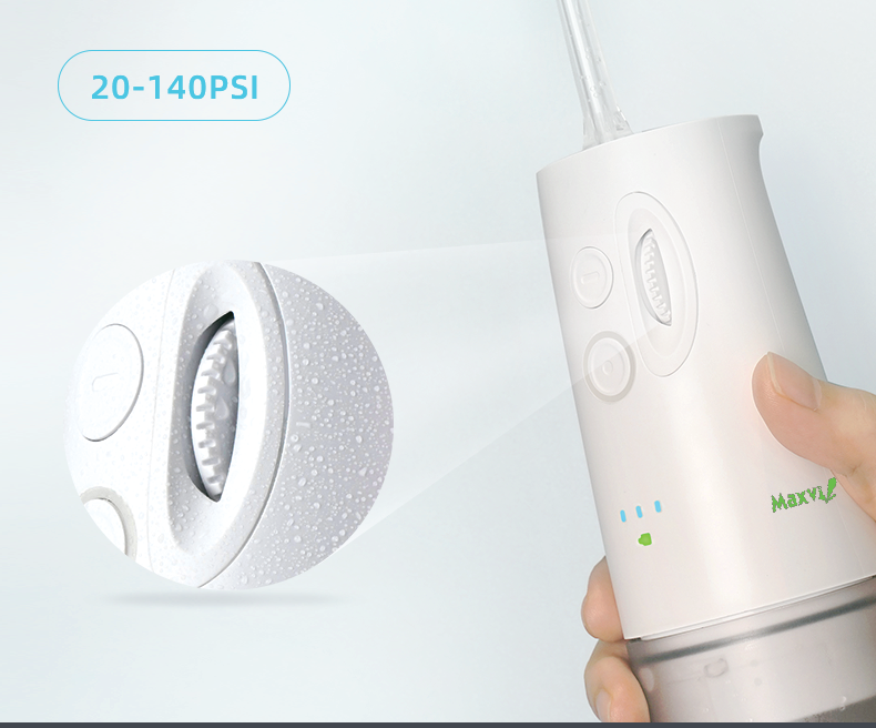 Máy tăm nước cá nhân (Máy tăm nước du lịch) MAXVI FL01 Có nút điều chỉnh tốc lực  Bảo hành 1 năm 1 đổi 1 Đèn led sáng công tắc Bình nước 300ml thoải mái dùng