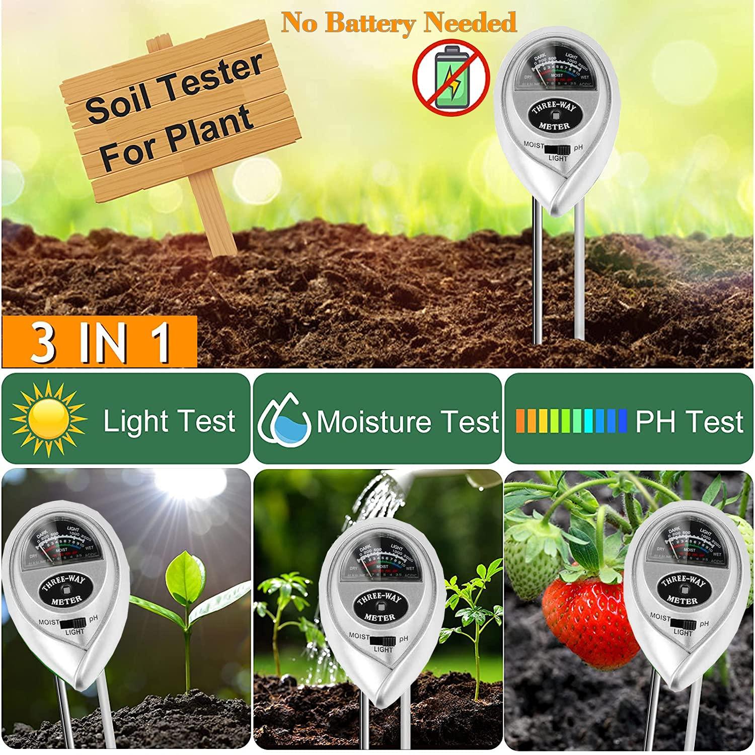 Cảm biến kiểm tra độ ẩm cảm biến Nhà máy Hygreter Đất 3 trong 1 Kiểm tra độ ẩm/ánh sáng/pH của đất cho khu vườn bên trong ngoài trời không cần pin