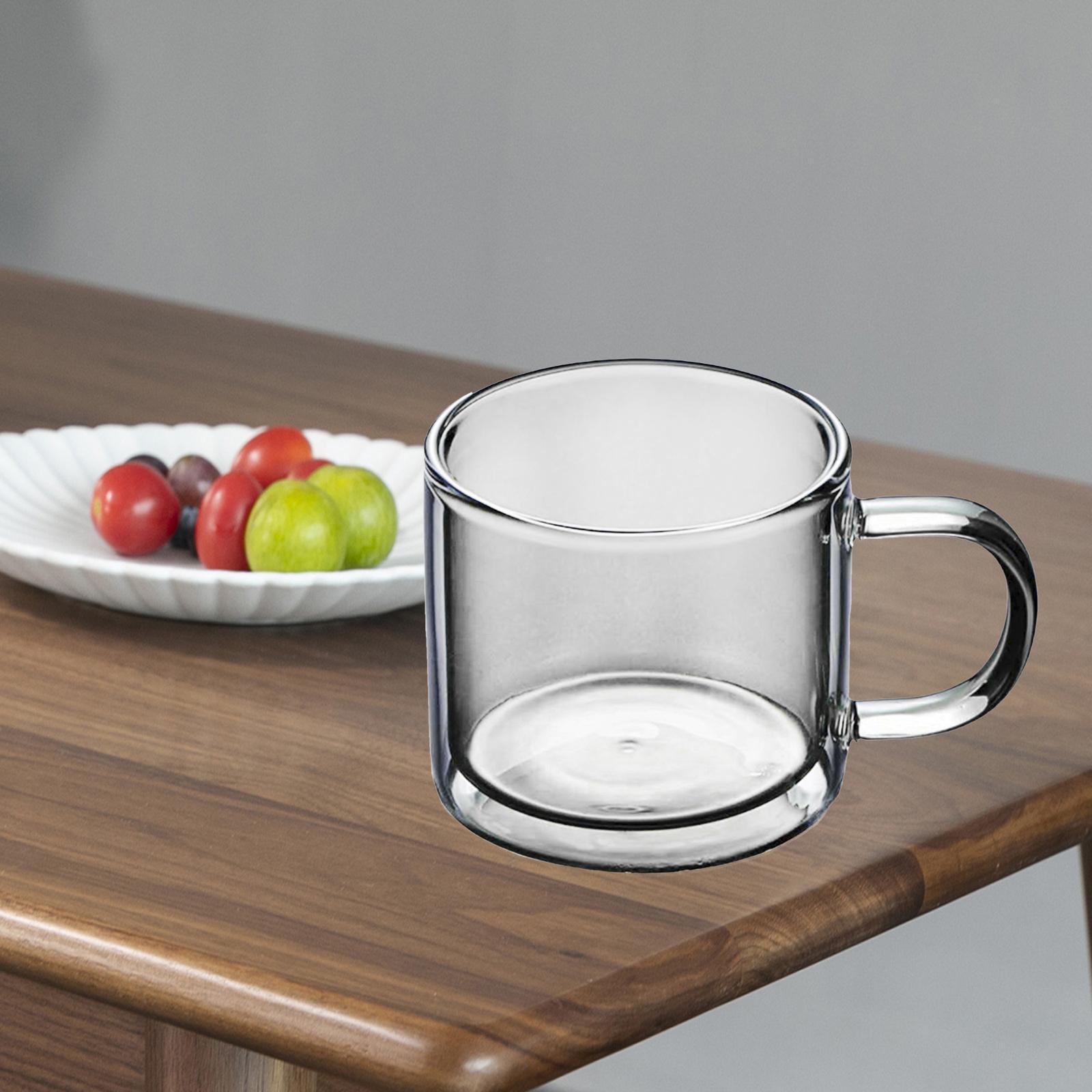 250 ml Glass Cup Champagne Drinking Cup Round Mouth Double-Layer for Cafe