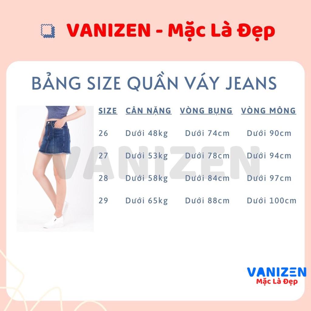 Chân váy jean nữ có quần bên trong đẹp lưng cao cạp cao trơn gân gấu tua rua hàng cao cấp mã 411 VANIZEN