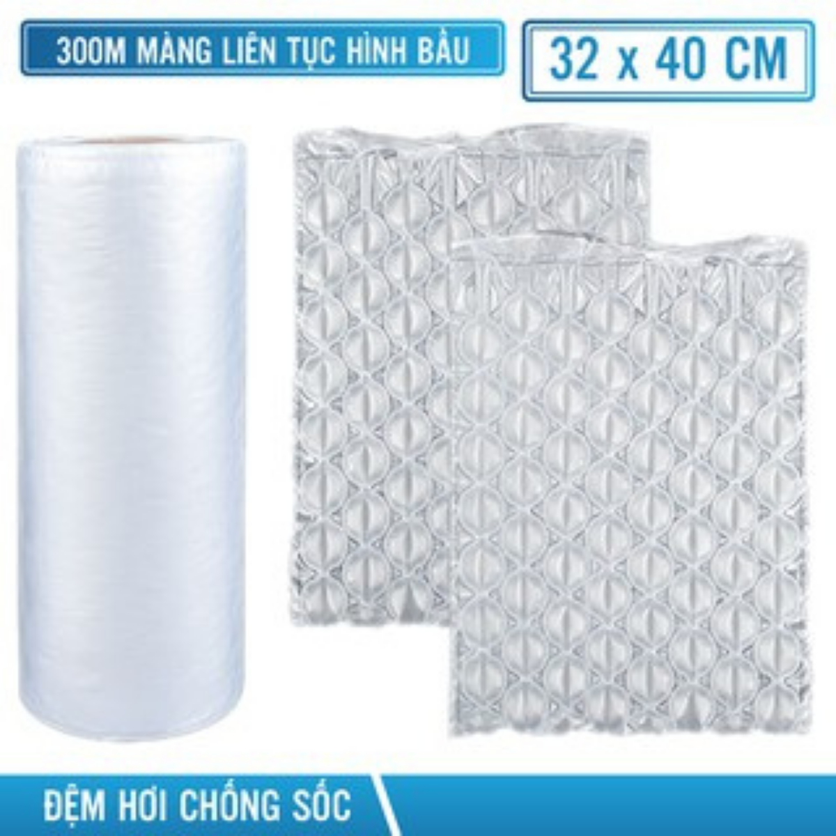 Màng đệm hơi PE hình bầu 300m/cuộn màng xốp hơi Air Bubble dày 18um