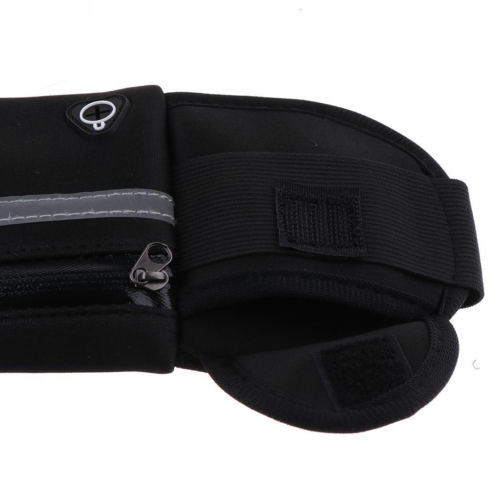 2 Pieces Waterproof Running Jogging Belt Bum Waist Pouch Fanny Pack Black