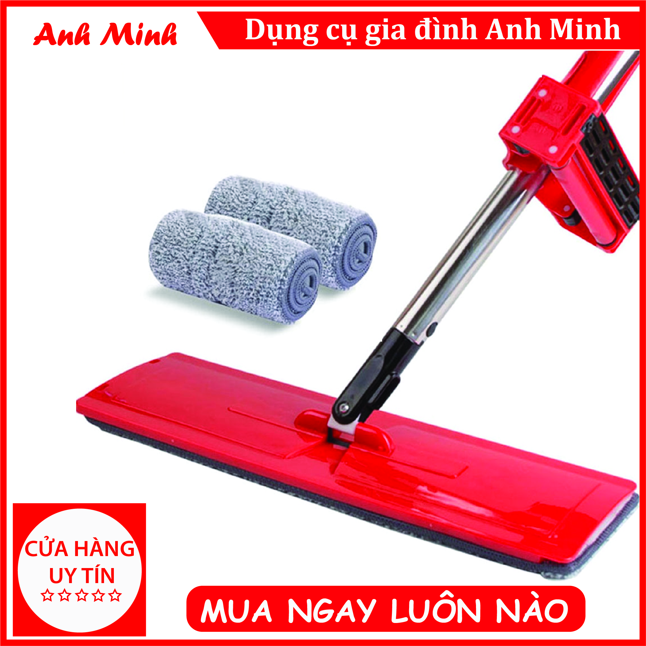 CÂY LAU NHÀ TỰ VẮT XOAY 360 ĐỘ THÔNG MINH (cây lau chữ nhật)