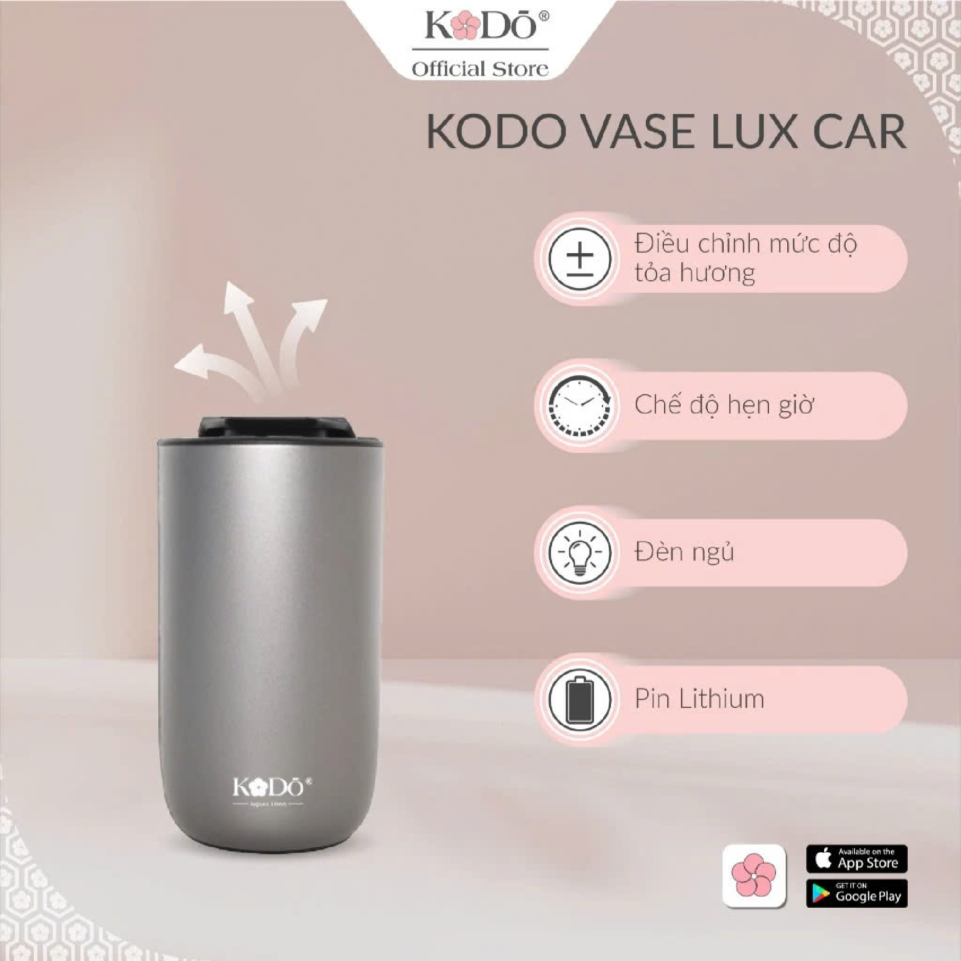 Máy Khuếch Tán Tinh Dầu Kodo Nguyên Chất Vase Lux Dành Cho Gia Đình