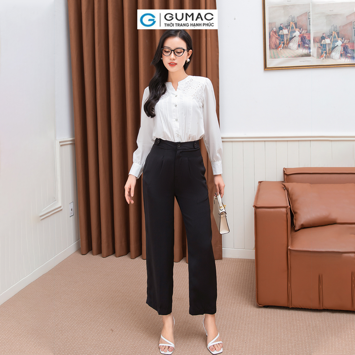 Quần suông lưng kiểu thời trang GUMAC QD10021