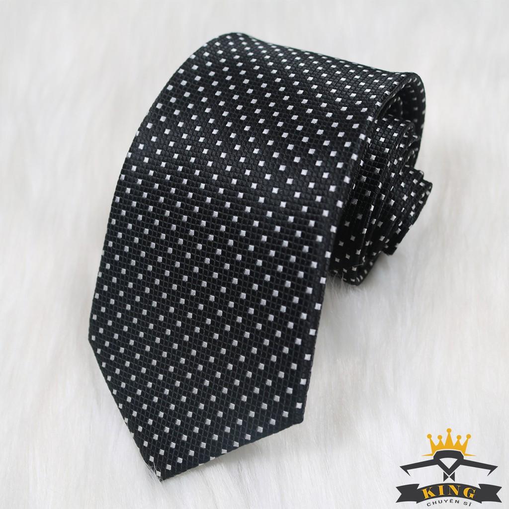 Cà vạt nam KING, caravat chấm bi công sở và chú rể vải lụa cao cấp giá rẻ C052
