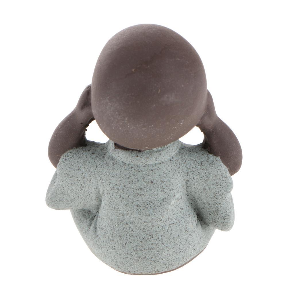 3X Ceramic Small Buddha Statue Monk Figurine Tea pet Decorative Ornaments Blue