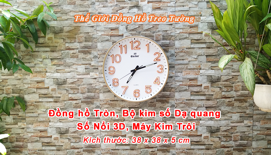 Đồng hồ Eastar Tròn Lớn – Số nổi 3D có Dạ quang – Máy kim trôi