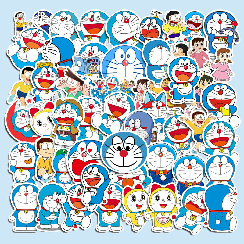 Sticker doraemon hài hước trang trí mũ bảo hiểm, đàn, guitar, ukulele, điện thoại laptop