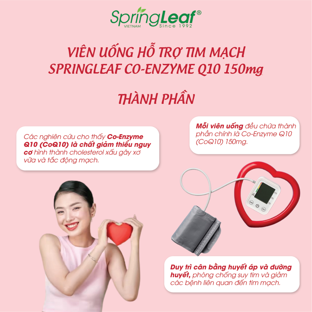 Hình ảnh Viên uống hỗ trợ tim mạch, duy trì sức khỏe SpringLeaf Co-enzyme Q10 150mg 60 viên