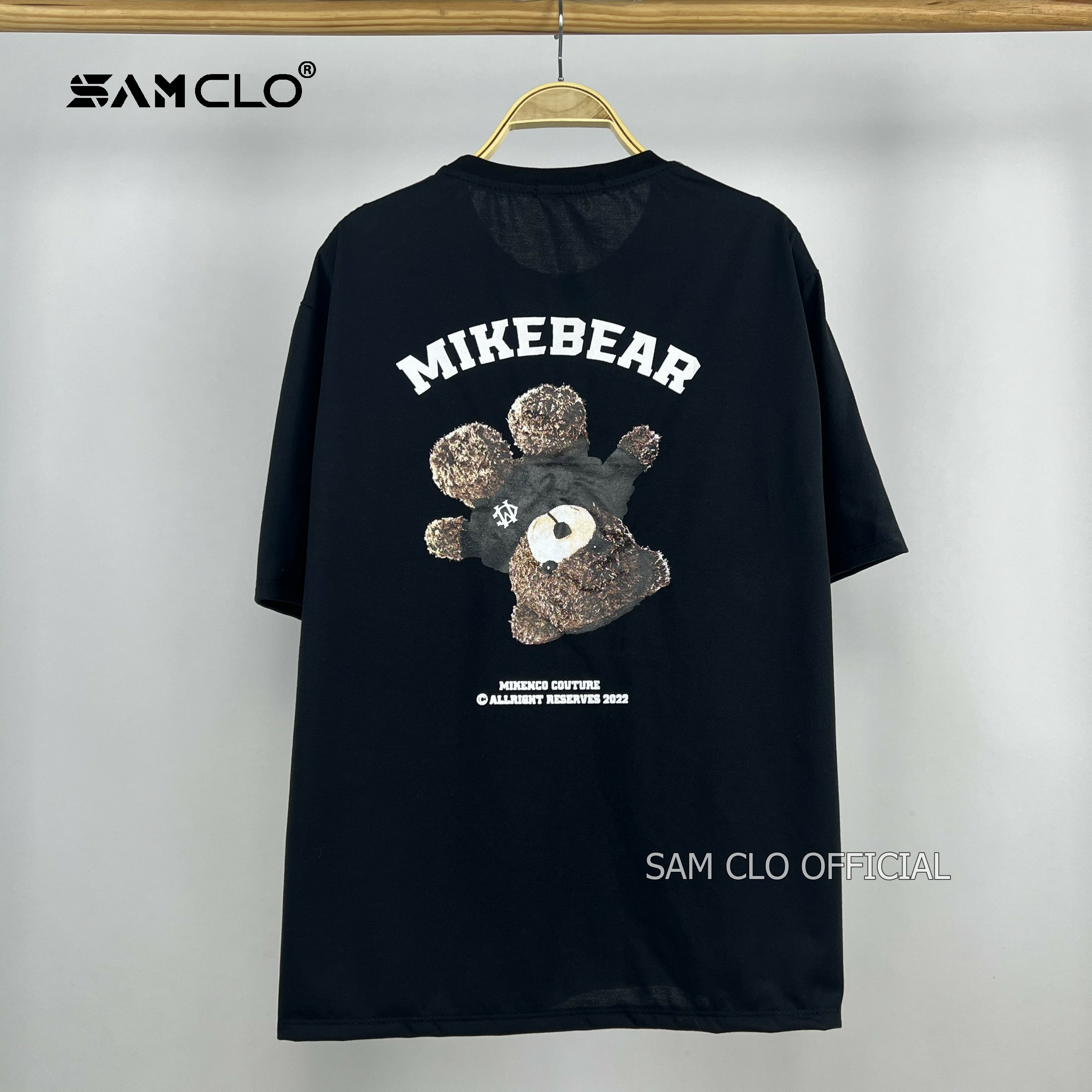 Áo phông tay lỡ nam nữ SAM CLO thun form rộng dáng Unisex - mặc cặp, nhóm, lớp in GẤU NÂU MIKE BEAR