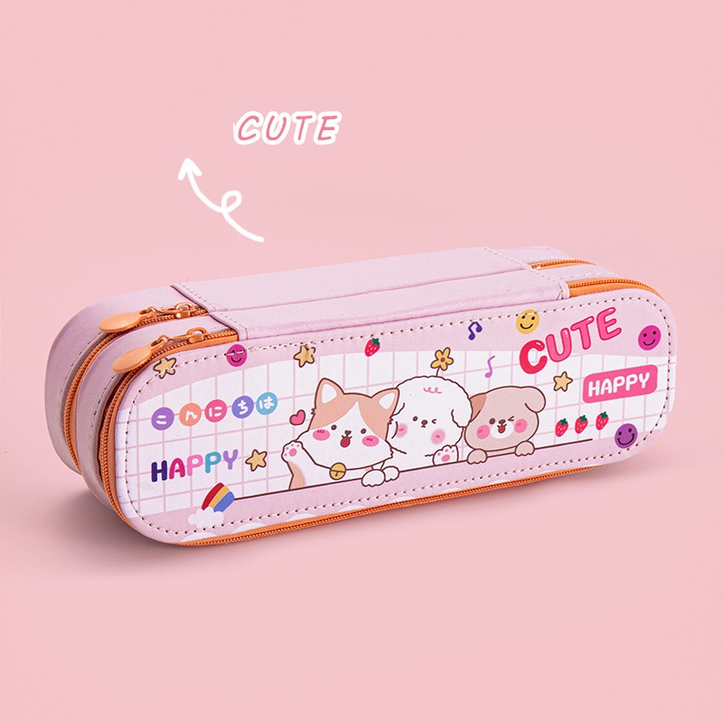 Hộp bút nhiều ngăn đa năng 1-2 tầng da PU cute cỡ lớn giá rẻ cho bé học sinh đựng bút, quà tặng sinh nhật cho bé