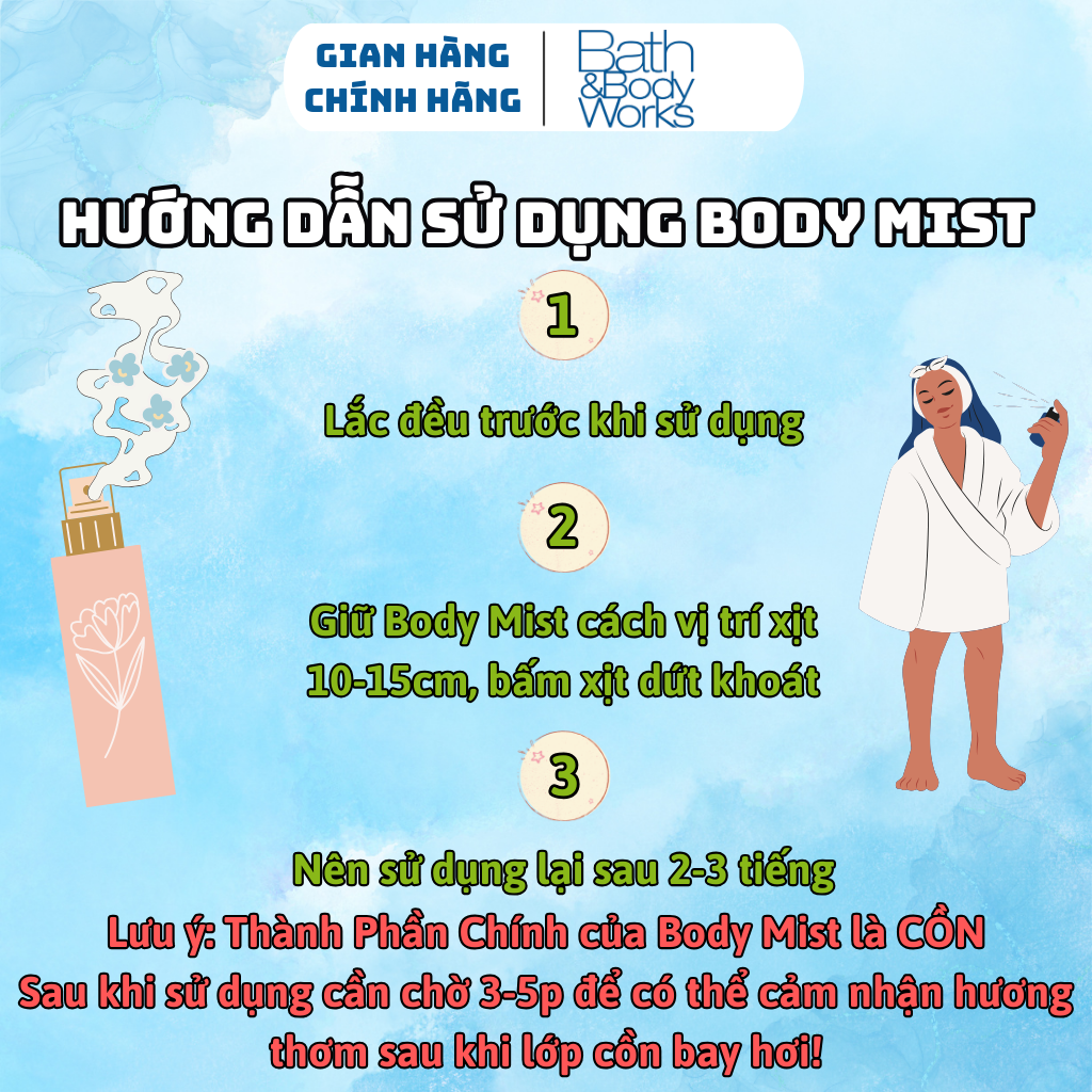 Body Mist Bath And Body Works Nam Nữ Chính Hãng Rose, Xịt Thơm Body Toàn Thân Hương Nước Hoa 236ml