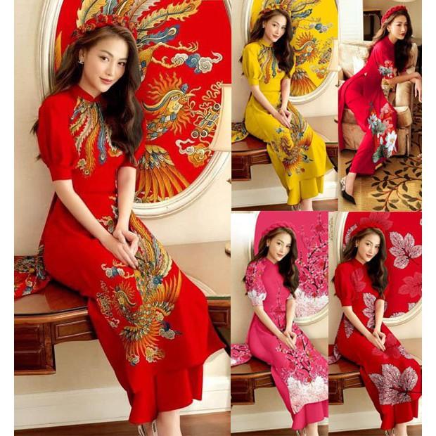 Áo dài cách tân họa tiết siêu đẹp AD250 [HÀNG XUẤT NHẬT-HÀN QUỐC