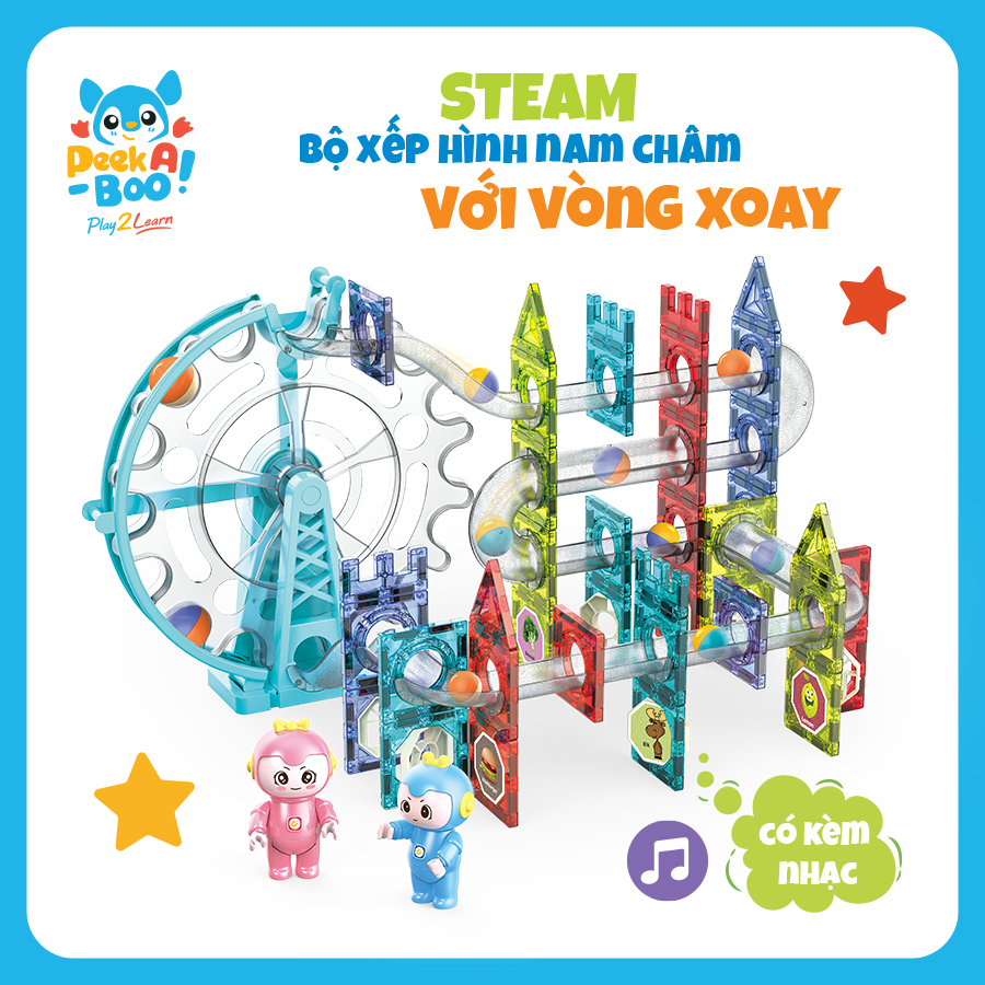 Đồ Chơi Steam Xếp Hình Nam Châm Với Vòng Xoay-109 Chi Tiết PEEK A BOO PAB044