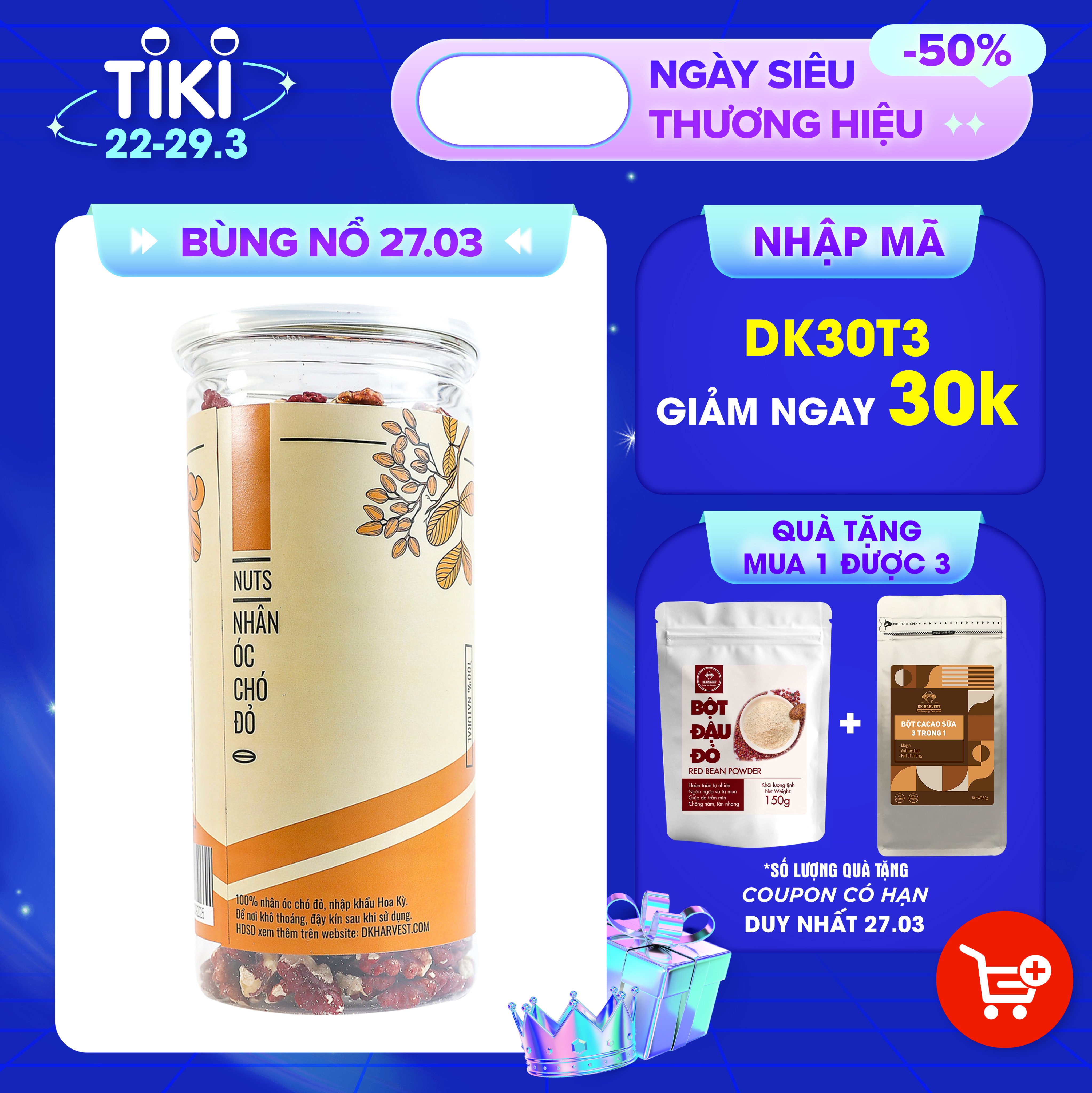 Nhân Hạt Óc Chó Đỏ Dk Harvest - 400G