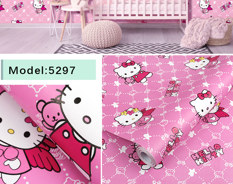 Combo 10 mét giấy dán tường, decal dán tường trang trí nhà cửa KITTY THIÊN THẦN khổ 45cm