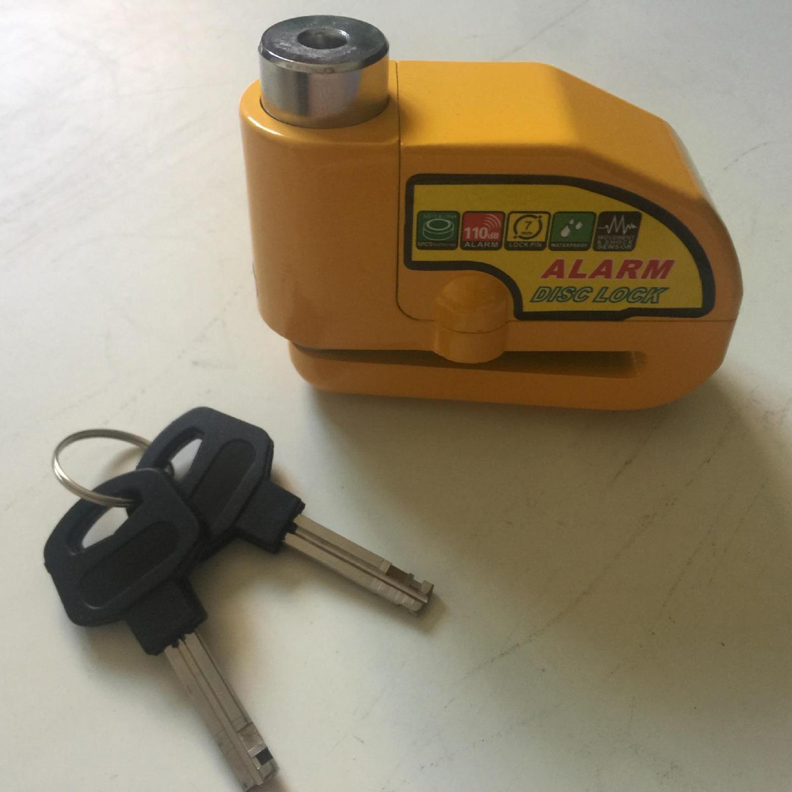 Disc Brake Lock Alarm with Alarm Sound Security w/ Reminder Cable Black
