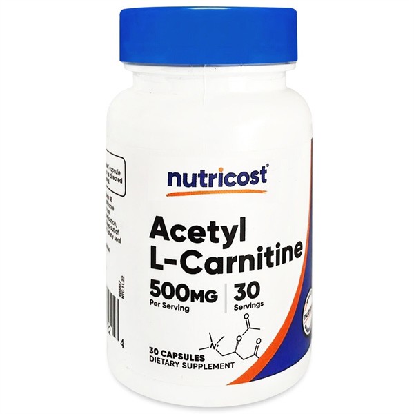 Nutricost Acetyl L-Carnitine 500mg - Hỗ Trợ đốt cháy calo, giảm mỡ, phục hồi cơ bắp (30 Viên - 180 Viên) Nhập Khẩu Mỹ