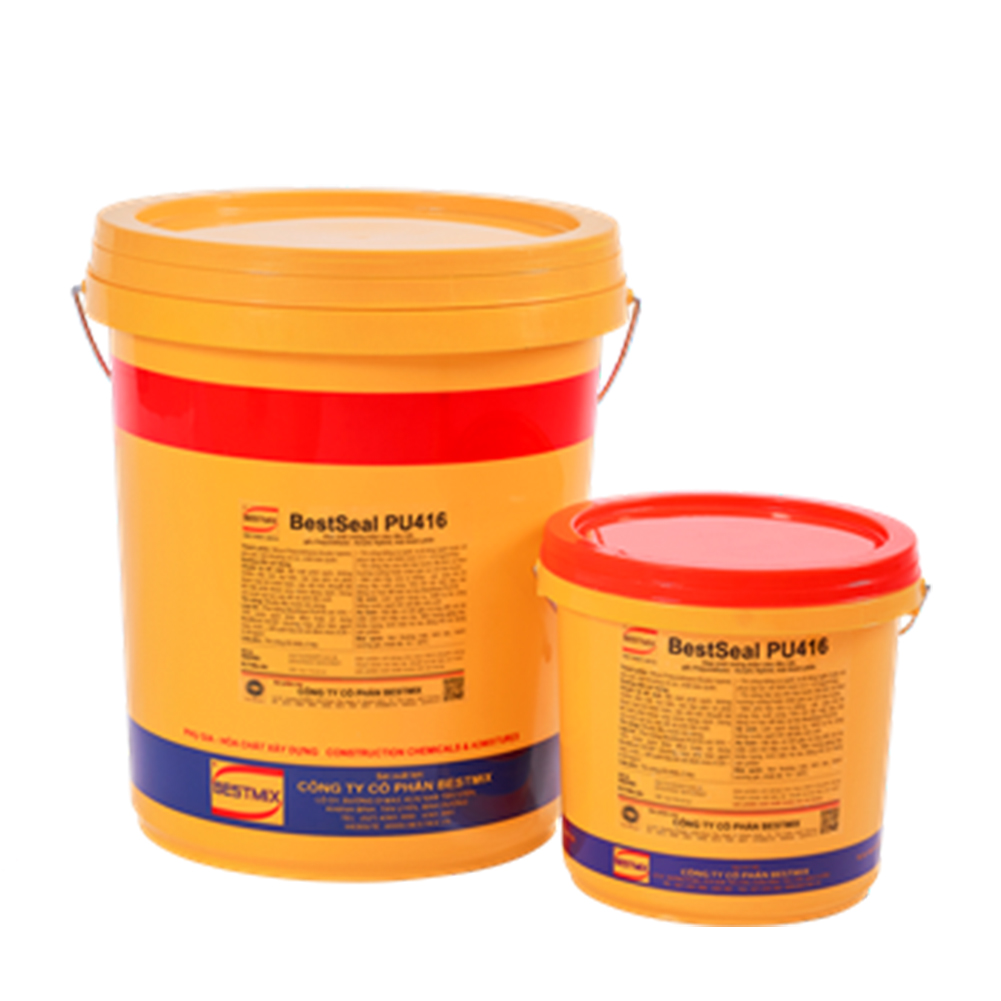 BestSeal PU416 - Thùng 20kg - hợp chất chống thấm gốc nhựa Polyurethane-Acrylic hybrid, siêu đàn hồi, một thành phần 2 Màu trắng - xám (Màu vàng kem và xanh lá vui lòng liên hệ trực tiếp )