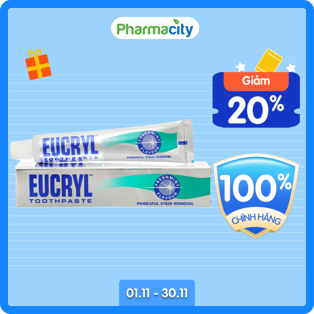 Kem đánh răng tẩy trắng vị bạc hà Eucryl