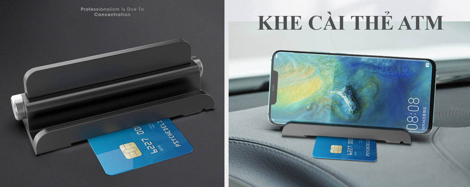 Bảng số điện thoại gắn táp lô ô tô kiêm giá để điện thoại
