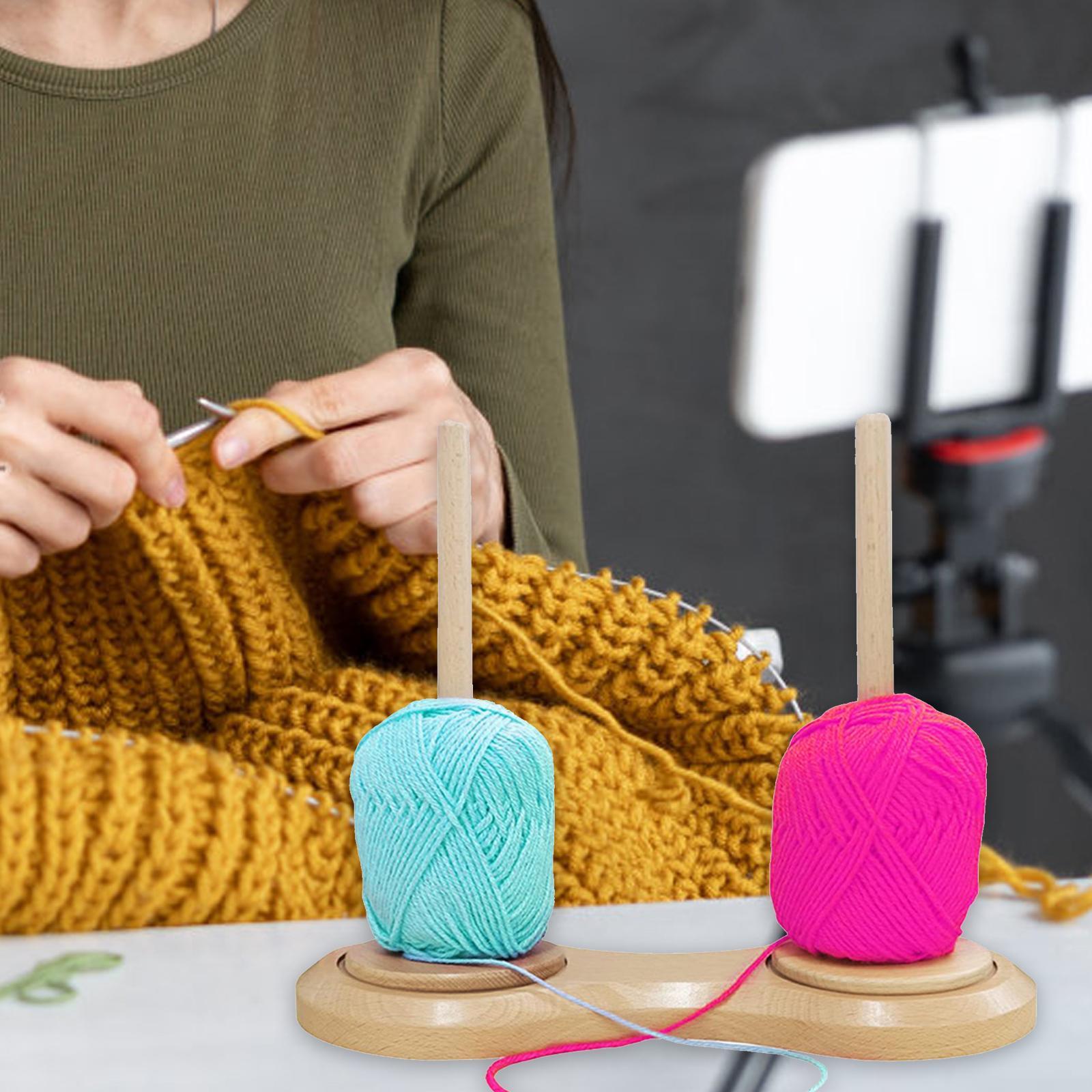 Wooden Yarn Ball Holder Hold 2 yarns Sewing Accessory for Mother Wife Sister