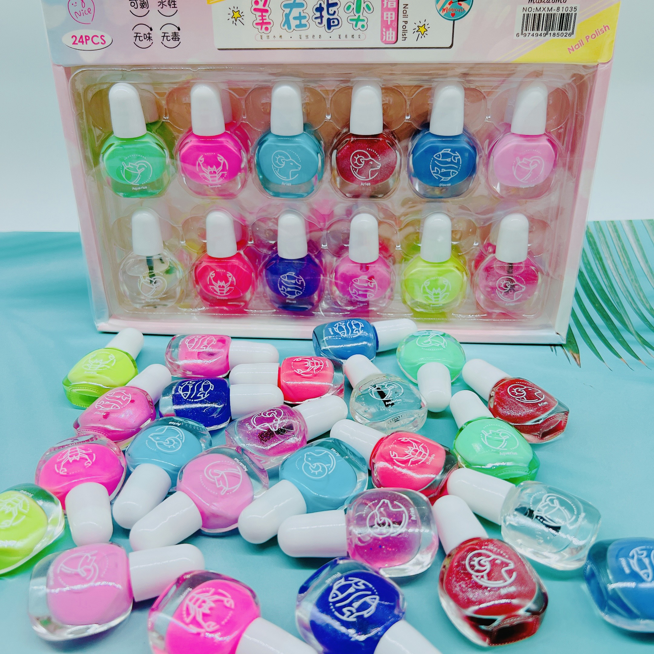 hộp 24 chai Nước sơn móng tay bóc được cho bé gái, đồ chơi siêu xinh cho bé - Quà tặng phát triển kỹ năng cho bé
