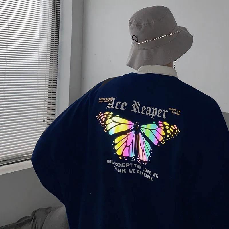 Áo thun tay dài sweater form rộng in Phản Quang mặt Bướm ACE REAPER PhillipStore