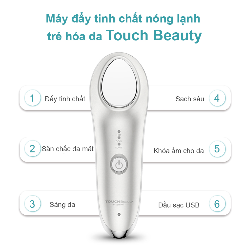 Máy đẩy tinh chất nóng lạnh sóng âm  trẻ hóa da cao cấp Touch Beauty