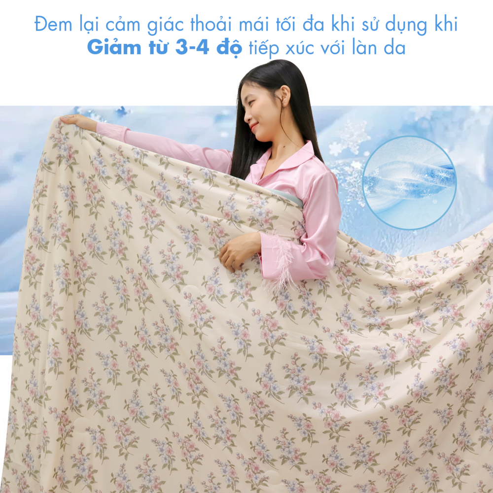 [CHĂN HÈ MÁT LẠNH] Mền lạnh I Cool Advance NIN House NM8033 2mx2m2 | Chần Ice Silk lạnh như tencel, Chăn điều hoà nhiều độ