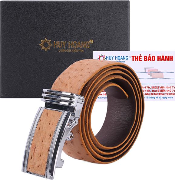 Thắt Lưng Nam Da Đà Điểu Bản Lớn Da Hột Huy Hoàng HT4435 - Vàng Bò