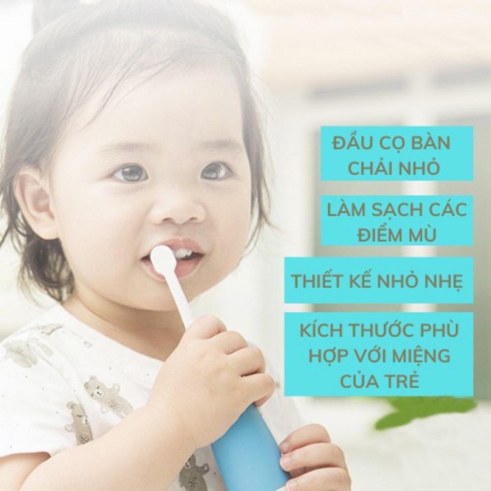 Bàn chải đánh răng điện trẻ em làm trắng răng, kèm 2 đầu chải, chăm sóc răng an toàn cho bé